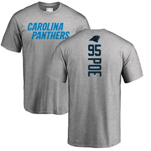 Carolina Panthers Men Ash Dontari Poe Backer NFL Football #95 T Shirt